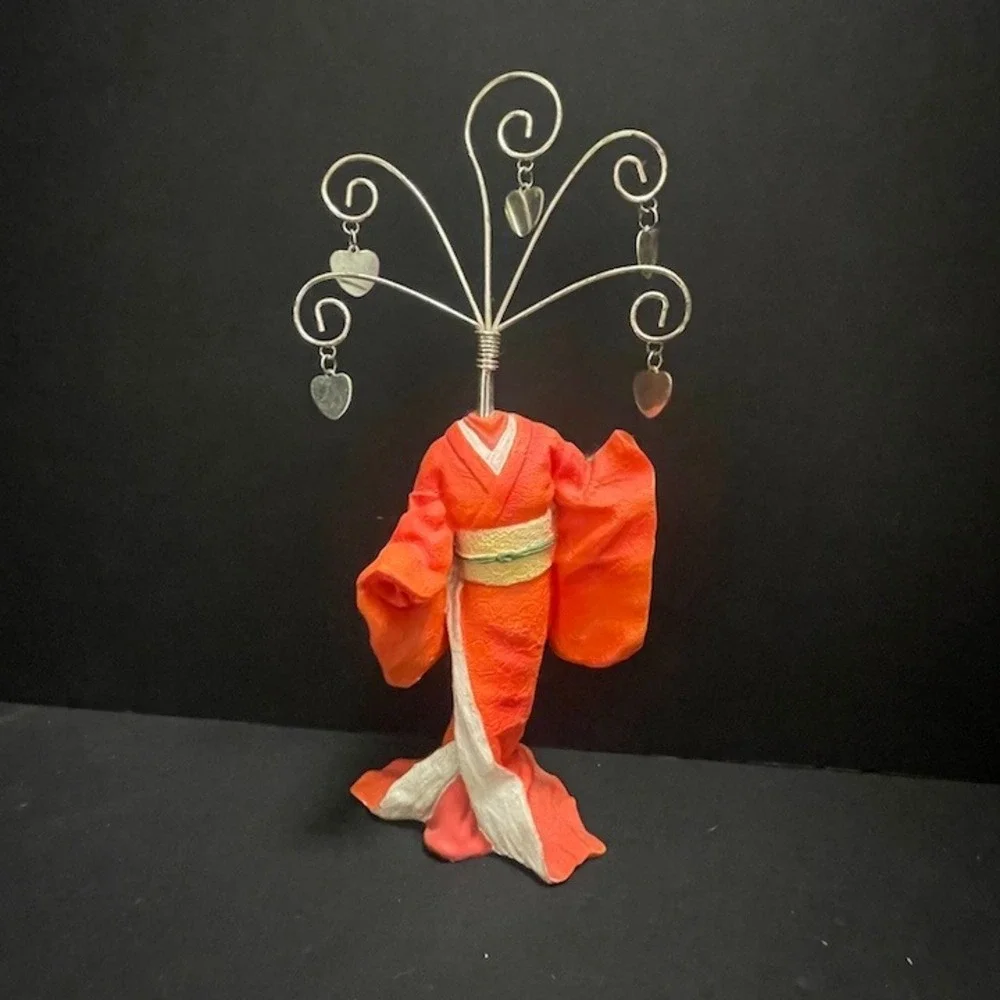 Vintage Modified Japanese Geisha Doll or Ningyo Decorative Note or Photo Holder